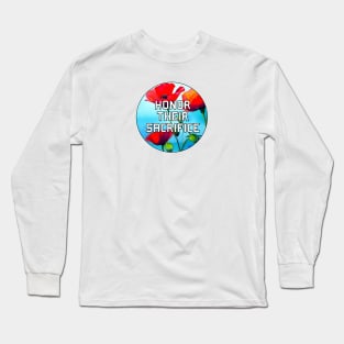 Honor Their Sacrifice Memorial with Red Poppy Flowers Pocket Version (MD23Mrl006d) Long Sleeve T-Shirt